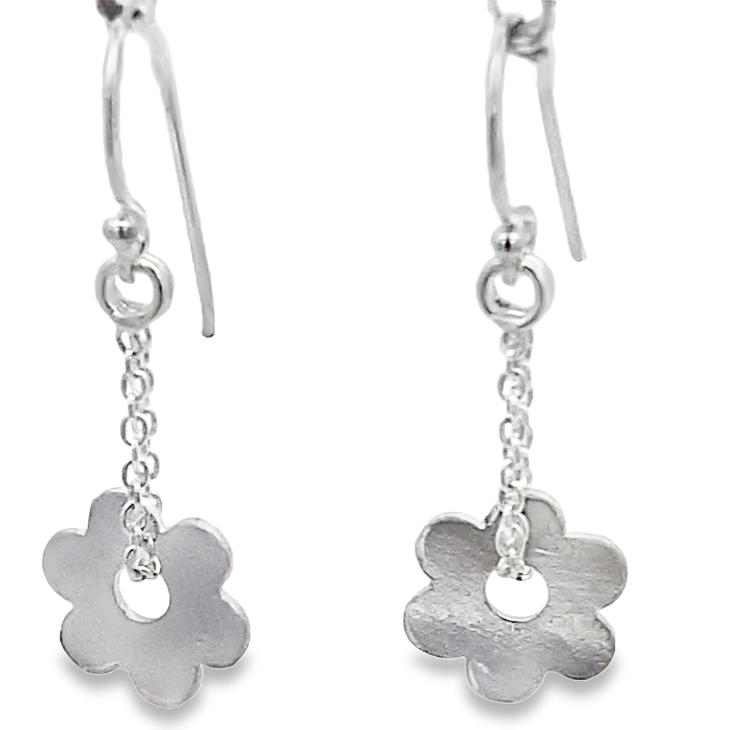 925 FLOWER DISC ON CHAIN DROP EAR - 33X11 - 1.8g <br/>11690