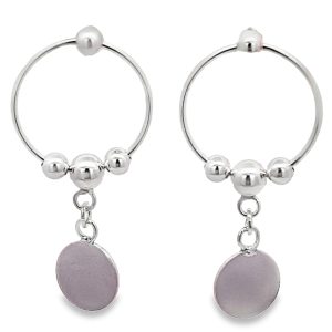 925 CIRCLE+BALLS DROP DISC EARRINGS - 32X15  0.14g <br/>11691