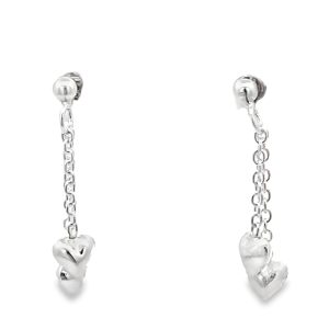 925 DBL HEARTS ON CHAIN DROP EAR - 22X4 - 1.12g <br/>11693