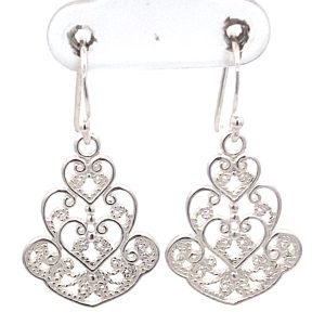 925 ROPE EDGED FIL FANCY HEART EAR - 32X16 - 3.38g <br/>11694