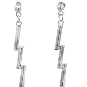925 PLAIN TRIP DROP BARS EARRINGS - 35X6 - 2.67g <br/>11697