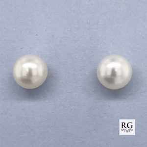 925 WHITE FRESHWATER PEARL STUDS - 6-6.5MM <br/>11705