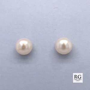925 WHITE FRESHWATER PEARL STUDS - 6.5-7MM <br/>11710