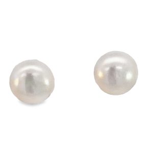 925 WHITE FW PEARL STUDS - 10MM - 2.2g <br/>11712
