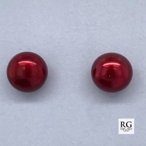925 RED FRESHWATER PEARL STUDS - 8-8.5MM <br/>11715