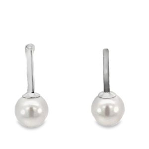 925 WH BEAD ON BAR DROP EARRINGS - 18X8 - 1.25g <br/>11737