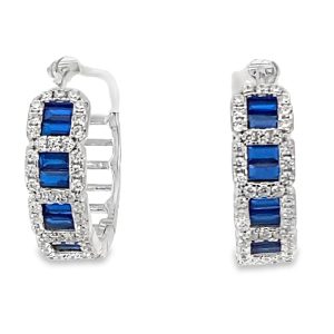 925 BL+WH RND+BAG CZ PAVE HUGGIES - 18X6 - 3.9g <br/>11741
