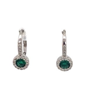 925 RND GREEN CZ PAVE LEVERBACK EAR - 15X7 - 1.5g <br/>11743G