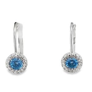 925 RND LIGHT BLUE CZ PAVE LEVERBACK EAR 15X7 1.5g <br/>11743LB