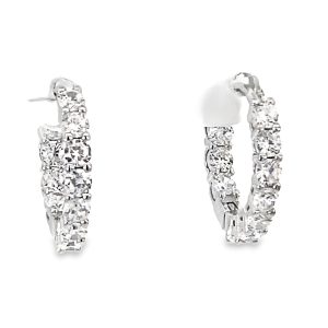 925 CZ PAVE BEZEL SET HINGE HOOPS - 16X2.5 - 2.6g <br/>11746