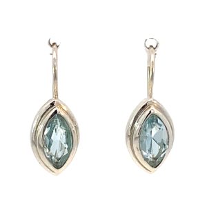925 MARQ BLUE TOPAZ FACET FIX WIRE EAR  24X9 4.5g  <br/>11747BT