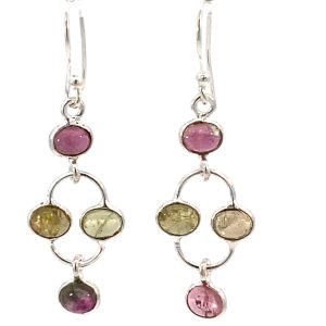 925 OVAL MIX TOURMALINE OPEN DROP EAR - 43X13 2.4g <br/>11751