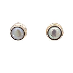 925 WH FW PEARL HALO TUBE SET STUDS - 8MM - 2.8g <br/>11758