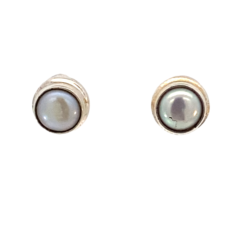 925 WH FW PEARL HALO TUBE SET STUDS - 8MM - 2.8g <br/>11758