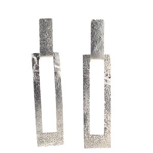 925 BRUSHED CUTOUT RECTANGLE DROP EAR - 44X9 2.1g <br/>11761