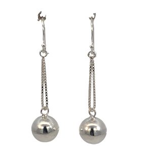925 HOLLOW BALL ON DBL BOX CHAIN EAR - 42X10 - 3g <br/>11767