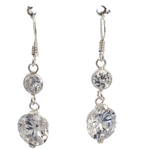 925 DBL CLAW+TUBE CZ DROP SET EAR - 34X9 - 3.13g <br/>11769