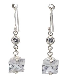 925 RND+SQ FACETED DROP EARRINGS - 33X8 - 3g <br/>11770
