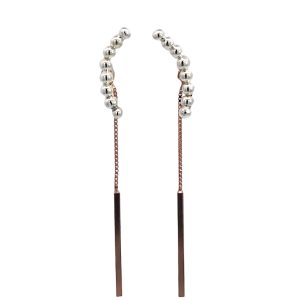 925 RG PL LONG BAR ON CHAIN CURVE BALLS EAR  52X22 <br/>11772