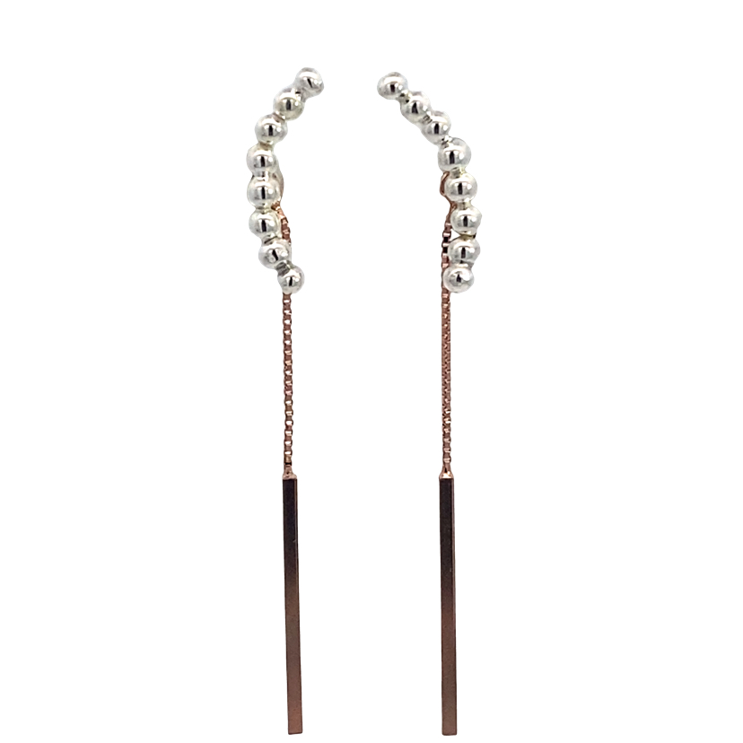 925 RG PL LONG BAR ON CHAIN CURVE BALLS EAR 52X22 <br/>11772