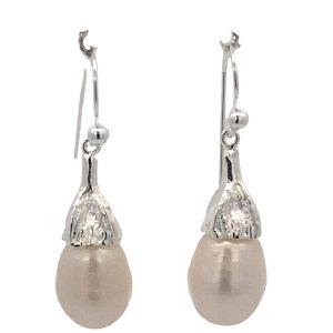 925 WH FW PEARL TEARDROP EAR - 36X10 - 6.2g <br/>11778