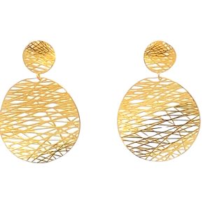 925 GOLD PL MESHED DBL CIRCLE DROP - 36X26 - 4g <br/>11781