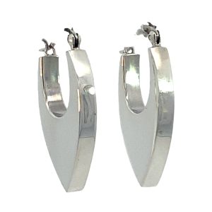 925 PLAIN HOLLOW FLAT POINTY HINGE HOOPS  33X4 9g  <br/>11787