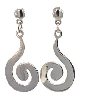 925 PLAIN FLAT SPIRAL HALF BALL DROP EAR  38X17 5g <br/>11793