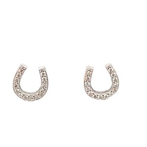 925 CZ PAVE OUTLINE HORSESHOE STUDS - 9X9 - 1.3g <br/>11795