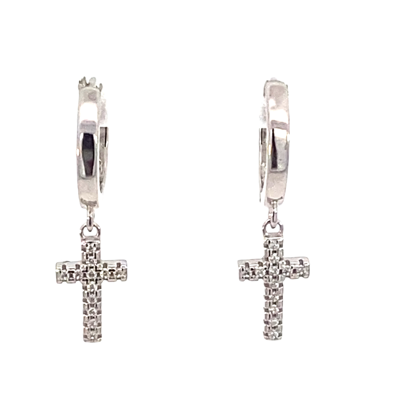 925 CZ PAVE CROSS PLAIN HUGGIES - 11X7+12X2 2.75g <br/>11796