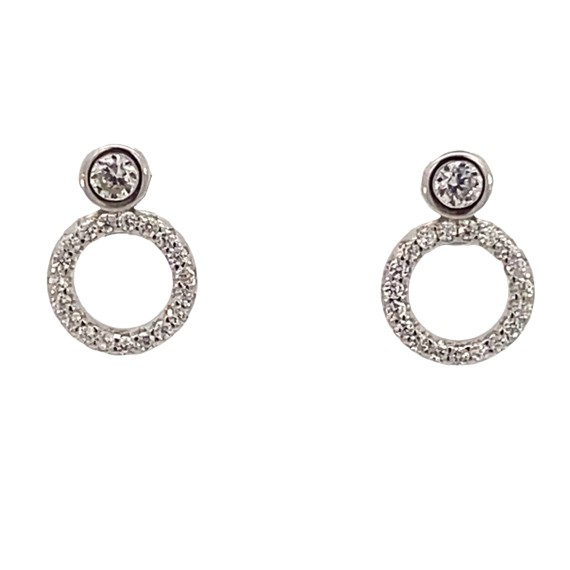 925 CZ PAVE CIRCLE OF LIFE+TUBE SET STUDS - 11X8 <br/>11799