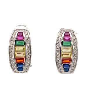 925 MULTI COL RND+BAG CZ MARQ OMEGA BACK EAR 17X9  <br/>11801