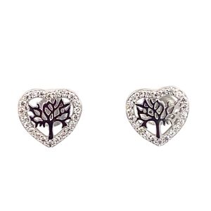 925 CZ PAVE TREE OF LIFE OPEN HEART STUDS - 10X10  <br/>11805