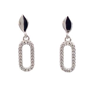 925 MARQ CZ PAVE  OUTLINE OVAL DROP EAR 22X6 2.2g <br/>11808