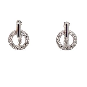 925 CZ PAVE CIRCLE OF LIFE LATCHB HOOPS 11X8 1.7g <br/>11809