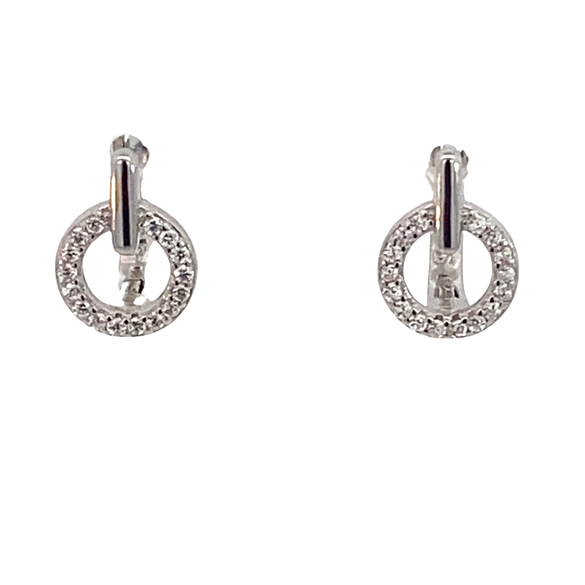 925 CZ PAVE CIRCLE OF LIFE LATCHB HOOPS 11X8 1.7g <br/>11809