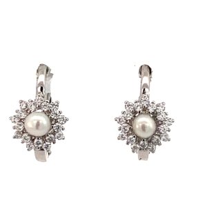 925 FW PEARL FLOWER LEVERBACK EAR - 17X10 - 2.7g <br/>11811