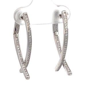 925 CZ PAVE CROSS ENDS LATCHBACK HOOPS - 30X2 - 4g <br/>11819