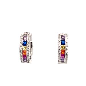 925 MULTI COLOR CZ PAVE MICRO HUGGIES 16X5 4.8g <br/>11823