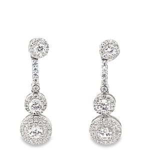 925 CZ PAVE TRIP HALO DROP EAR - 28X8 - 3.68g <br/>11833