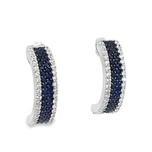 925 BLACK+WH CZ PAVE 4 STRAND HALF HOOPS 19X5  4g <br/>11835B