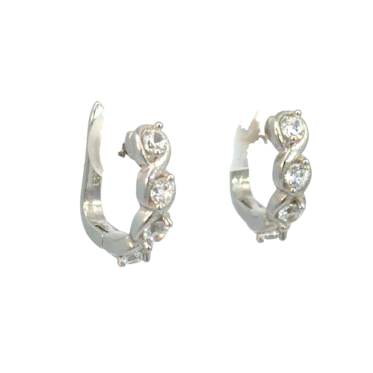 925 CZ PAVE TWISTED HUGGIES - 15X4 - 2.96g - Image 2