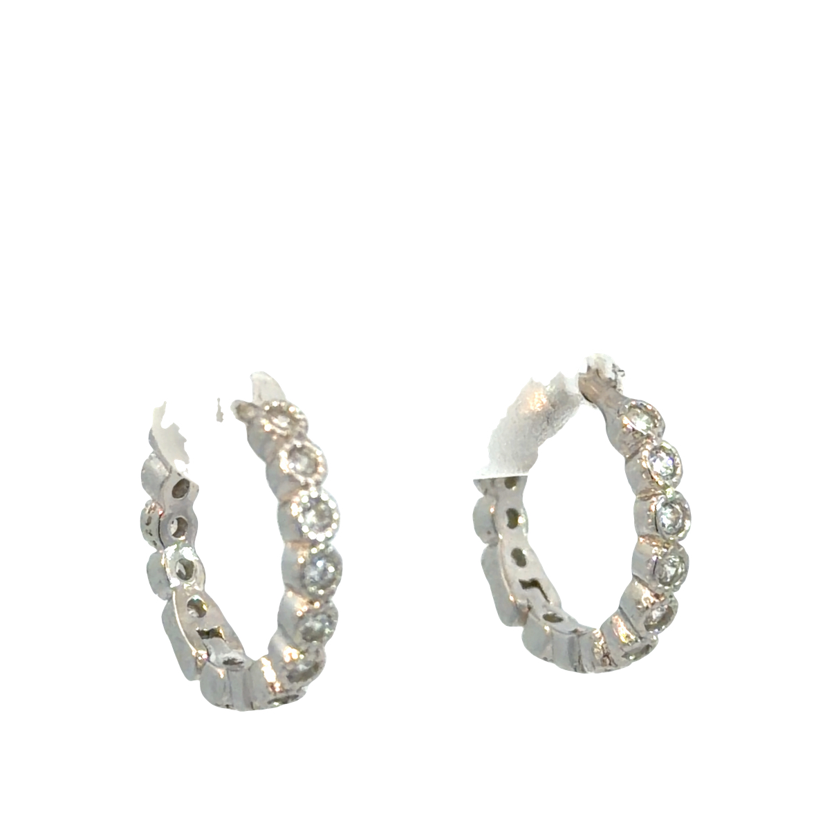 925 MILLGRAIN CZ PAVE CIRCLES HUGGIES - 13X2 - 1.6 - Image 2