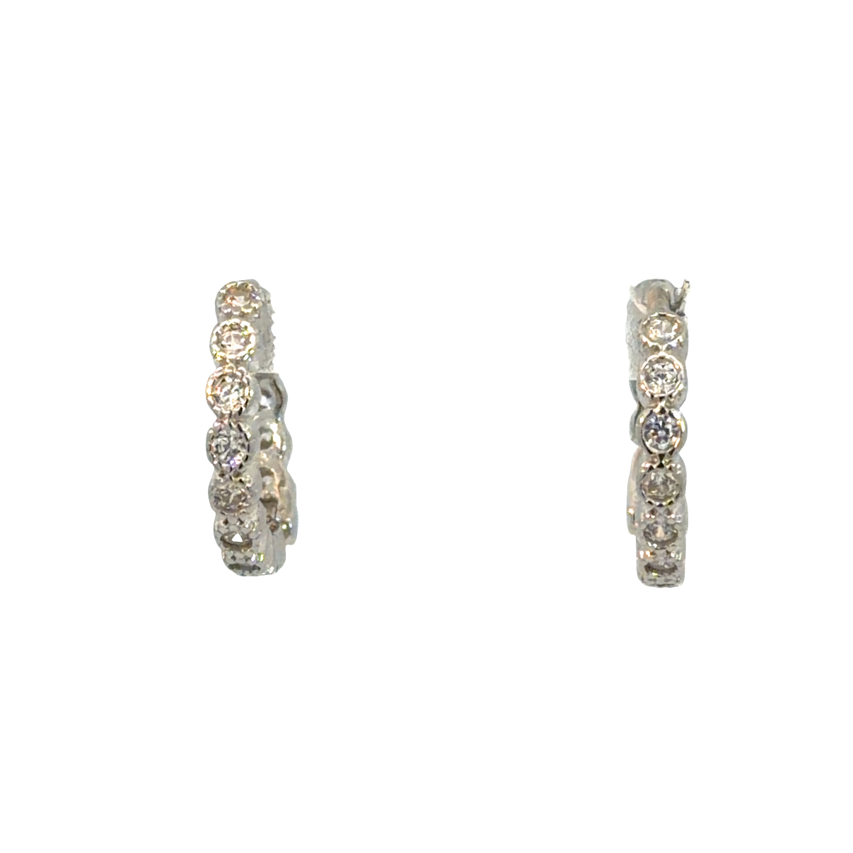 925 MILLGRAIN CZ PAVE CIRCLES HUGGIES - 13X2 - 1.6