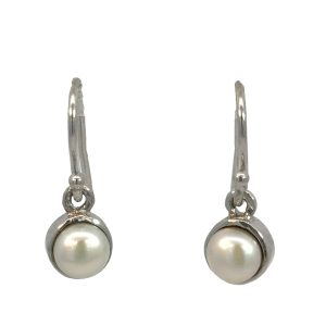 925 WH FW PEARL TUBE SET DROP EAR - 21X7 - 2.3g