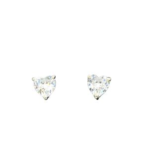 925 HEART CZ 3 CLAW BASKET SET STUDS - 6X6 - 0.9g