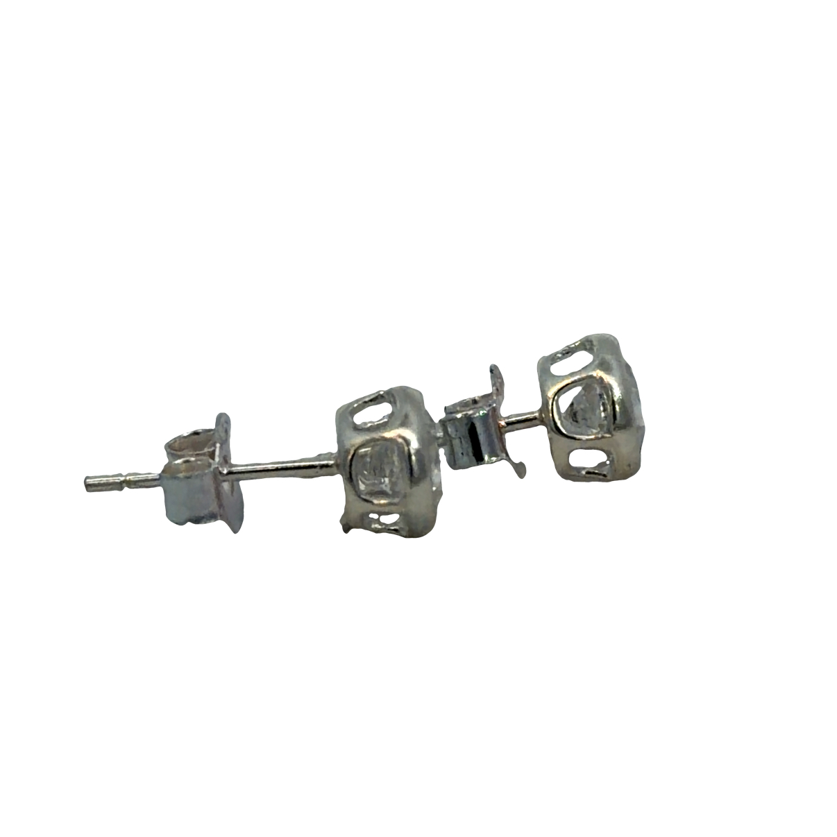 925 RND CZ TUBE BASKET SET STUDS - 6MM - 1.1g - Image 2