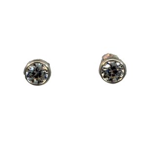 925 RND CZ TUBE BASKET SET STUDS - 6MM - 1.1g