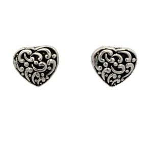925 OXI FILIGREE HEART STUDS - 10X9 - 2.5g