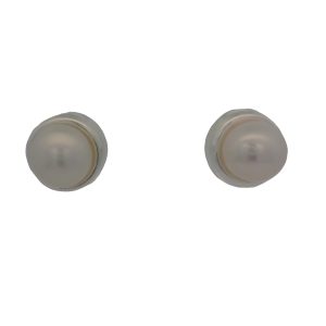 925 WHITE FW PEARL STUDS - 8MM - 1g